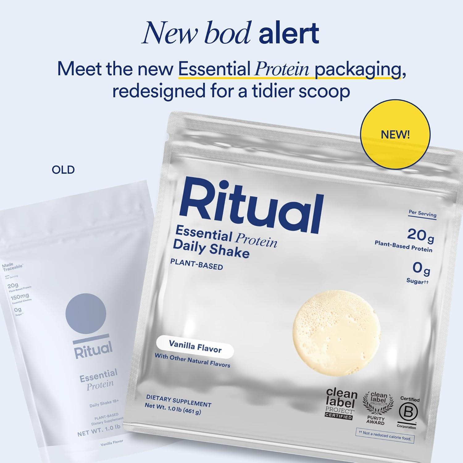 imageRitual Pea Protein Powder with BCAA 20g Organic Vegan PlantBased Protein from Regenerative Farms in North America Complete Amino Acid Profile Gluten Free Sugar Free Dairy Free Chocolate 1 LbsVanilla