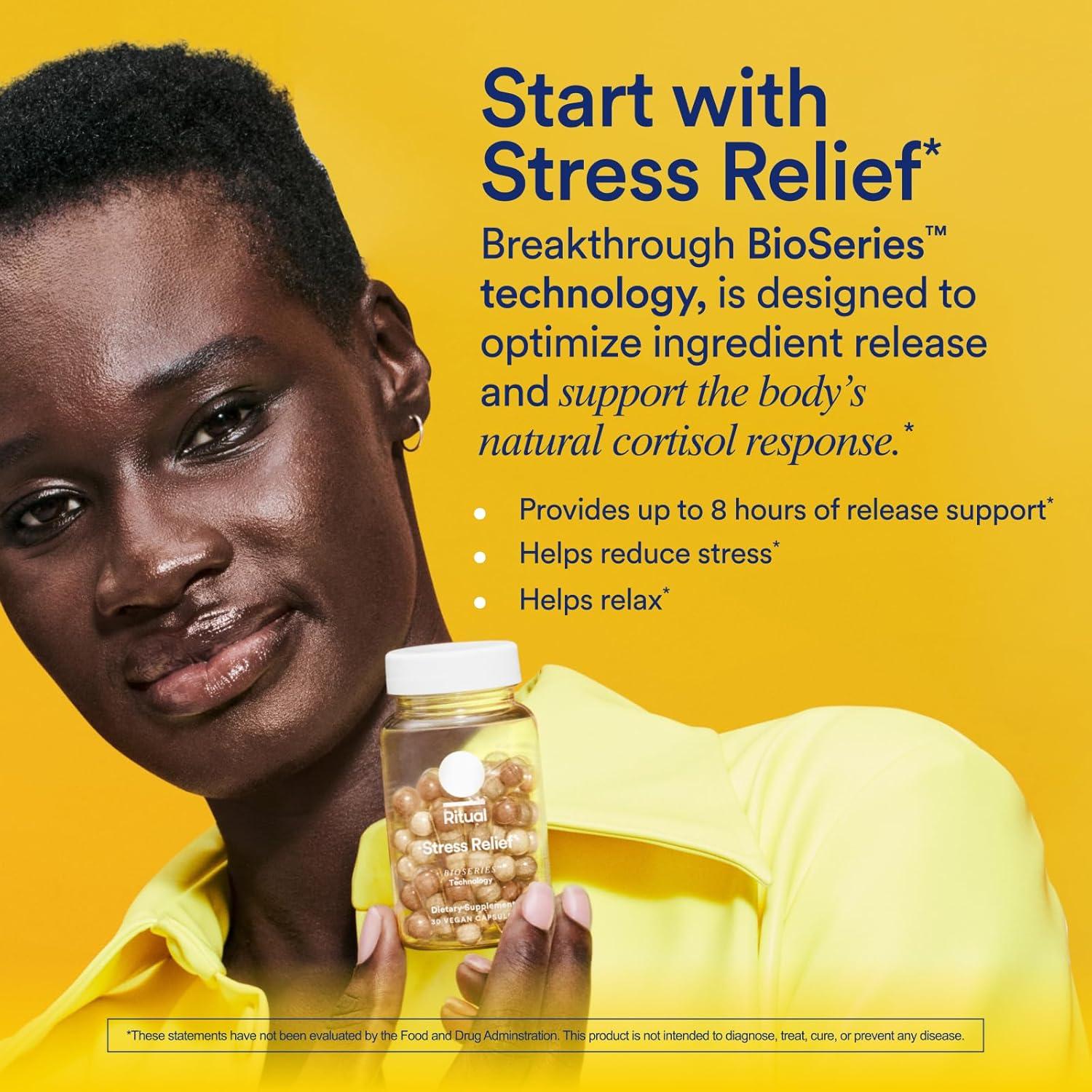imageRitual Stress Relief Supplement Shoden Ashwagandha Suntheanine LTheanine and Saffron as affron BioSeries with 8Hour Release to Support Natural Cortisol Response and Promote Calm 30 Day