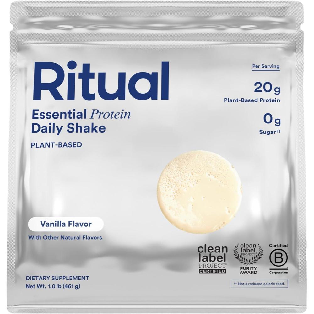 imageRitual Pea Protein Powder with BCAA 20g Organic Vegan PlantBased Protein from Regenerative Farms in North America Complete Amino Acid Profile Gluten Free Sugar Free Dairy Free Chocolate 1 LbsVanilla