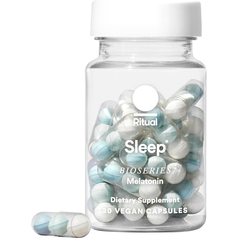 imageRitual Sleep Bioseries Melatonin Sleep Aid for Adults Sleep Supplement with Time Released Capsules Vegan Drug Free Sleep Vitamins for All Night Sleep Support 20 Capsules20 Count