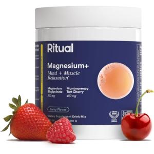 Ritual Magnesium+ Drink Mix Supplement | 2-in-1 Science-Backed Tart Cherry & Gentle on Stomach Magnesium Bisglycinate | Formulated for Mind & Muscle Relaxation | Supports Sleep & Calm | 30 Servings