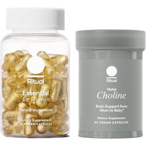 Ritual Mom-to-Baby Set with Prenatal Vitamins and Natal Choline Supplements, Supports Pregnancy, Baby’s Cognitive Function, Fetal Brain Development, 30 Day Supply