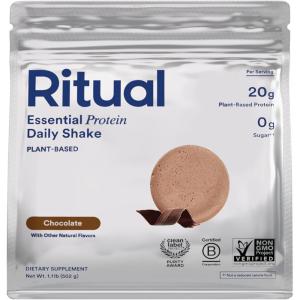 Ritual Pea Protein Powder with BCAA: 20g Organic Vegan Plant-Based Protein from Regenerative Farms in North America, Complete Amino Acid Profile, Gluten Free, Sugar Free‡, Dairy Free, Vanilla, 1 Lbs(Chocolate)