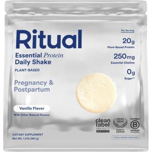 Ritual Prenatal Vegan Plant Based Protein Powder: Choline to Support Pregnancy, Postpartum, & Lactation, 20g Organic Pea Protein from Regenerative Farms in USA, Sugar Free†, Vanilla, 1 Lbs(Vanilla)