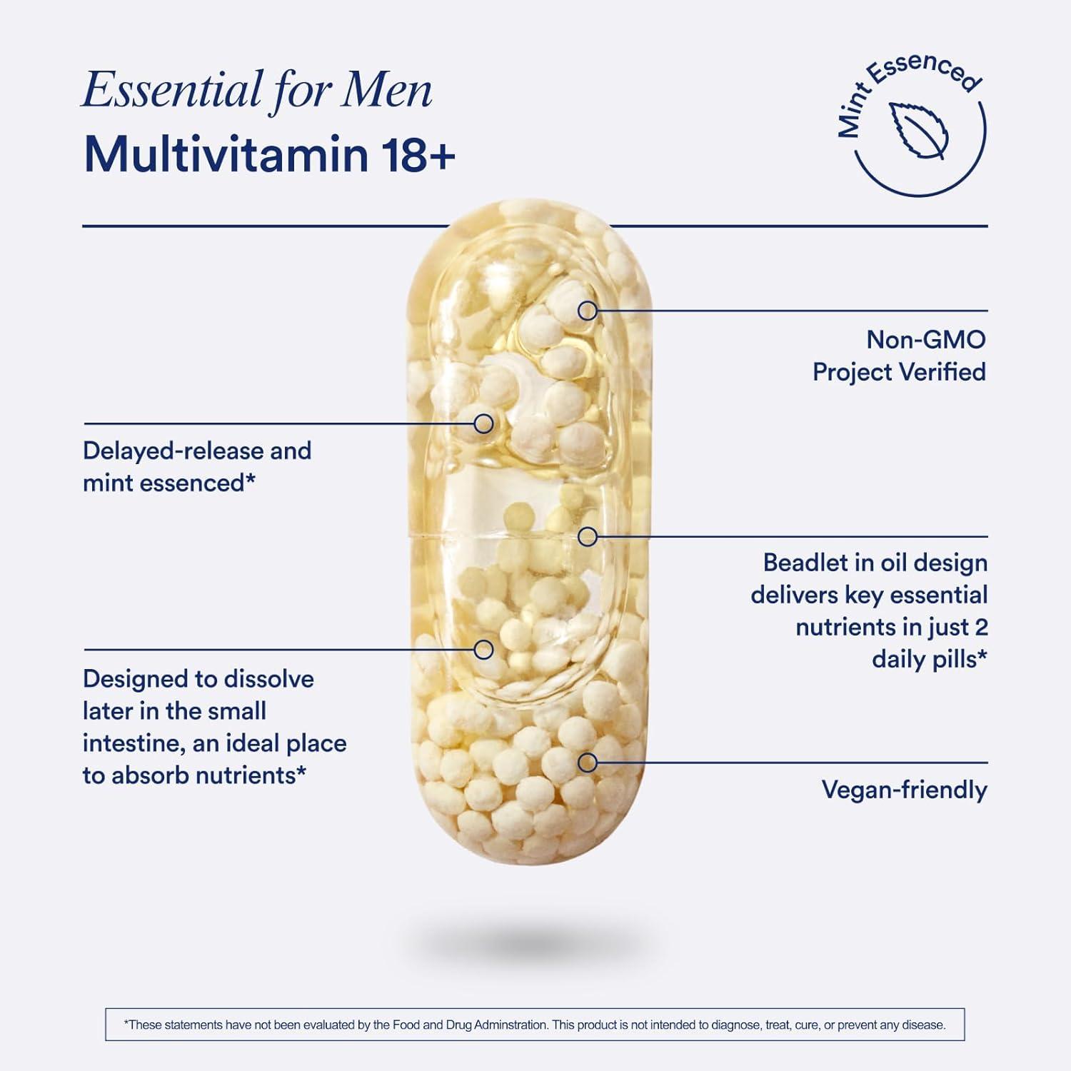 imageRitual Multivitamin for Men 18 with Zinc Vitamin A and D3 for Immune Function Support Omega3 DHA B12 K2 Gluten Free NonGMO Vegan Mint Essenced 30 Day Supply60 Count Pack of 1