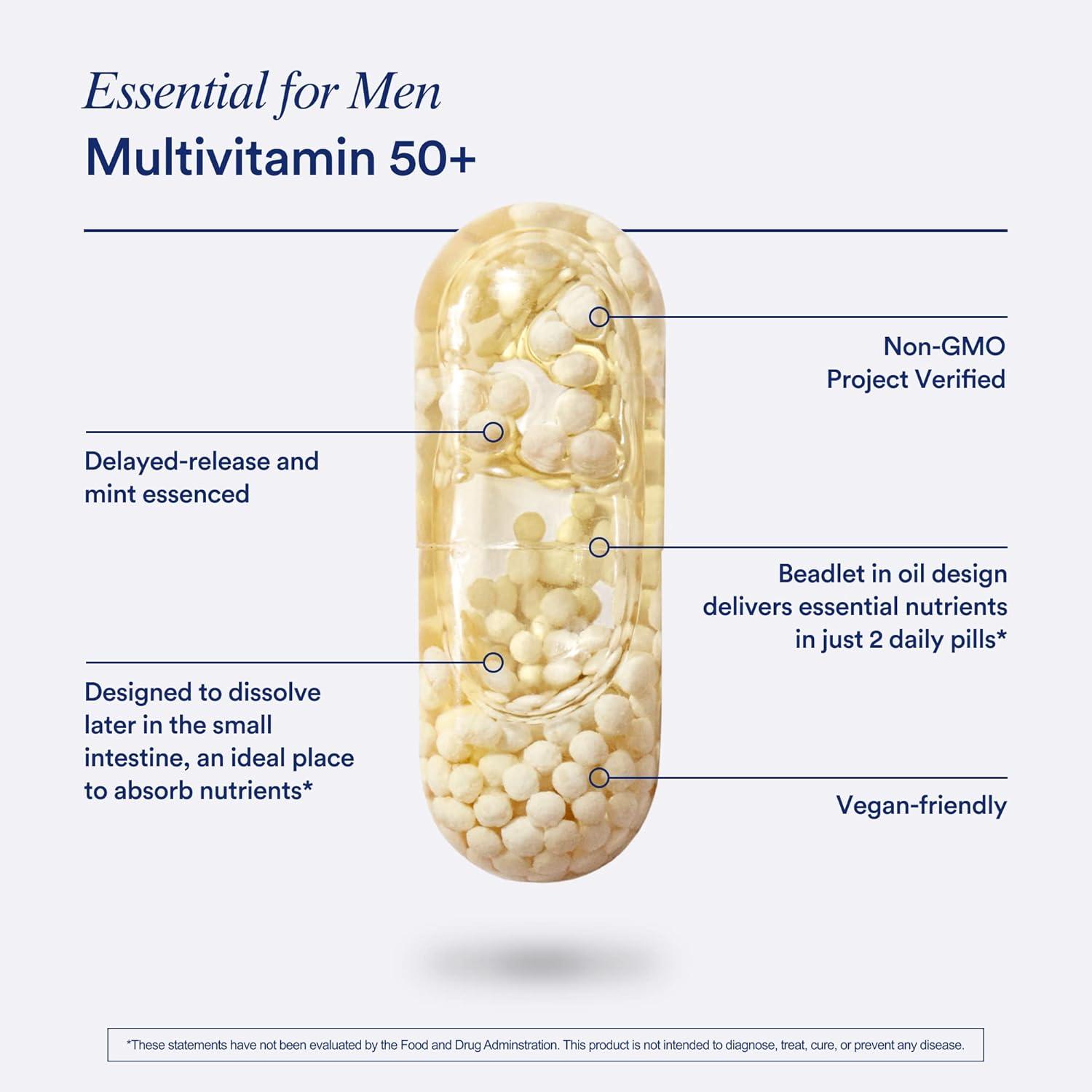 imageRitual Multivitamin for Men 50 Vegan with Zinc Vitamin A and D3 for Immune Function Support Omega3 DHA B12 K2 Gluten Free NonGMO Mint Essenced 30 Day Supply