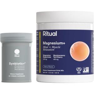 Ritual Mind, Muscle, & Gut Support Duo with Magnesium+ Drink Mix for Mind and Muscle Relaxation and Synbiotic+ for Daily Gut Health Support, 30 Day Supply