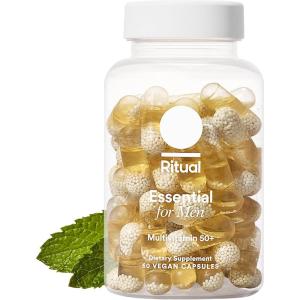 Ritual Multivitamin for Men 50+, Vegan, with Zinc, Vitamin A and D3 for Immune Function Support*, Omega-3 DHA, B12, K2, Gluten Free, Non-GMO, Mint Essenced, 30 Day Supply